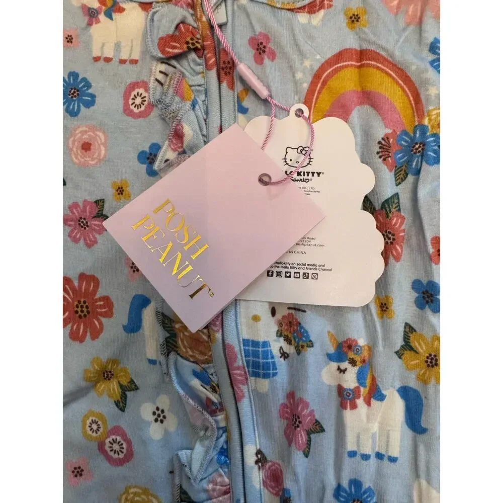 Posh Peanut Hello Kitty Summer Ruffle Footie bamboo Size 6-9 Months NWT